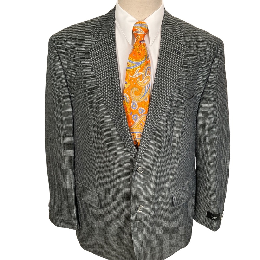 Tallia Blazer Mens 46R Gray Micro Texture Sterling Evening Italian Silk Wool NWT